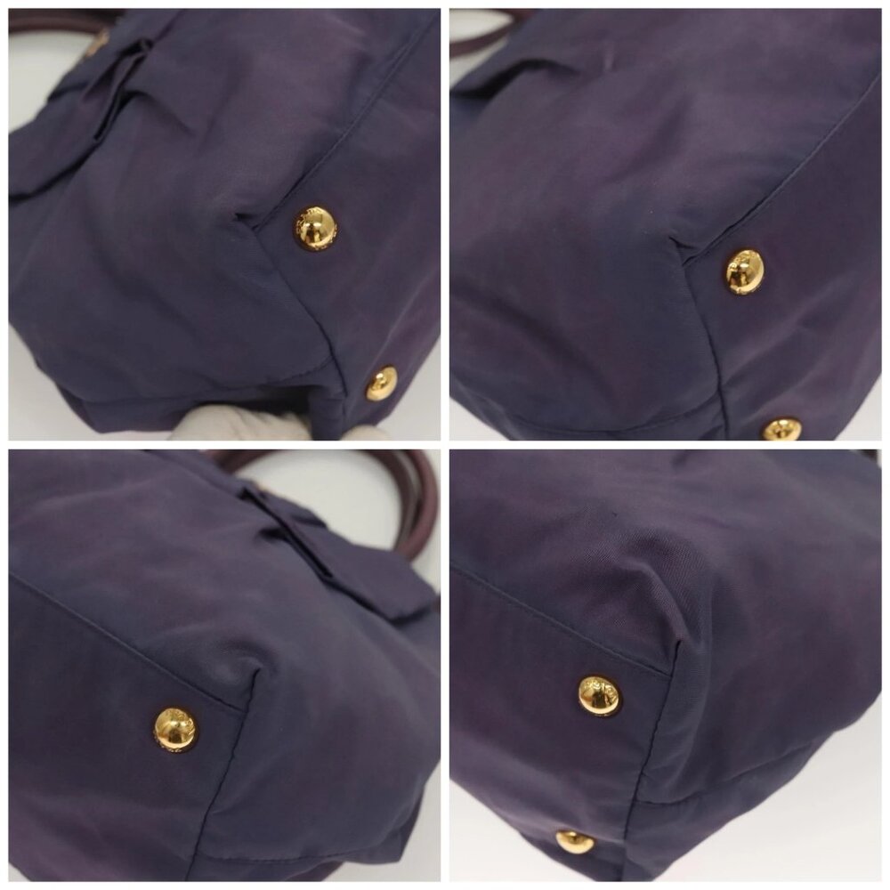 PRADA Hand Bag Nylon 2way Purple Gold Auth - Picture 16 of 16
